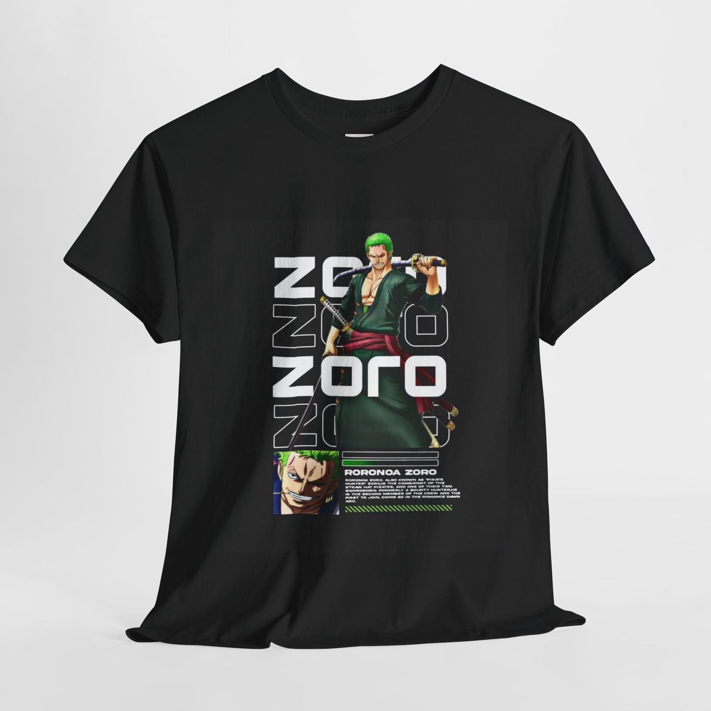 One Piece Zoro Unisex Heavy Cotton Tee - Vibrant and Stylish Design for Otaku Heads