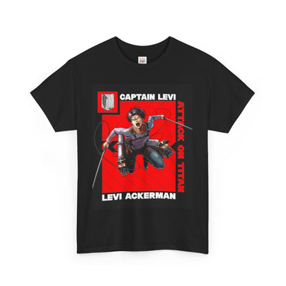 Attack On Titan Levi Ackerman Unisex Heavy Cotton Tee - Vibrant and Stylish Design for Otaku Heads