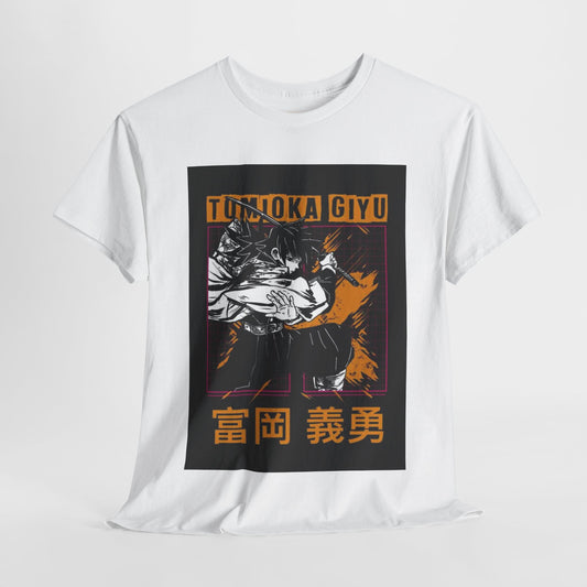 Demon Slayer Giyu Tomioka Unisex Heavy Cotton Tee - Vibrant and Stylish Design for Otaku Heads