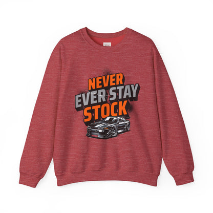 Never Stay Stock Car Enthusiast Crewneck Sweatshirt