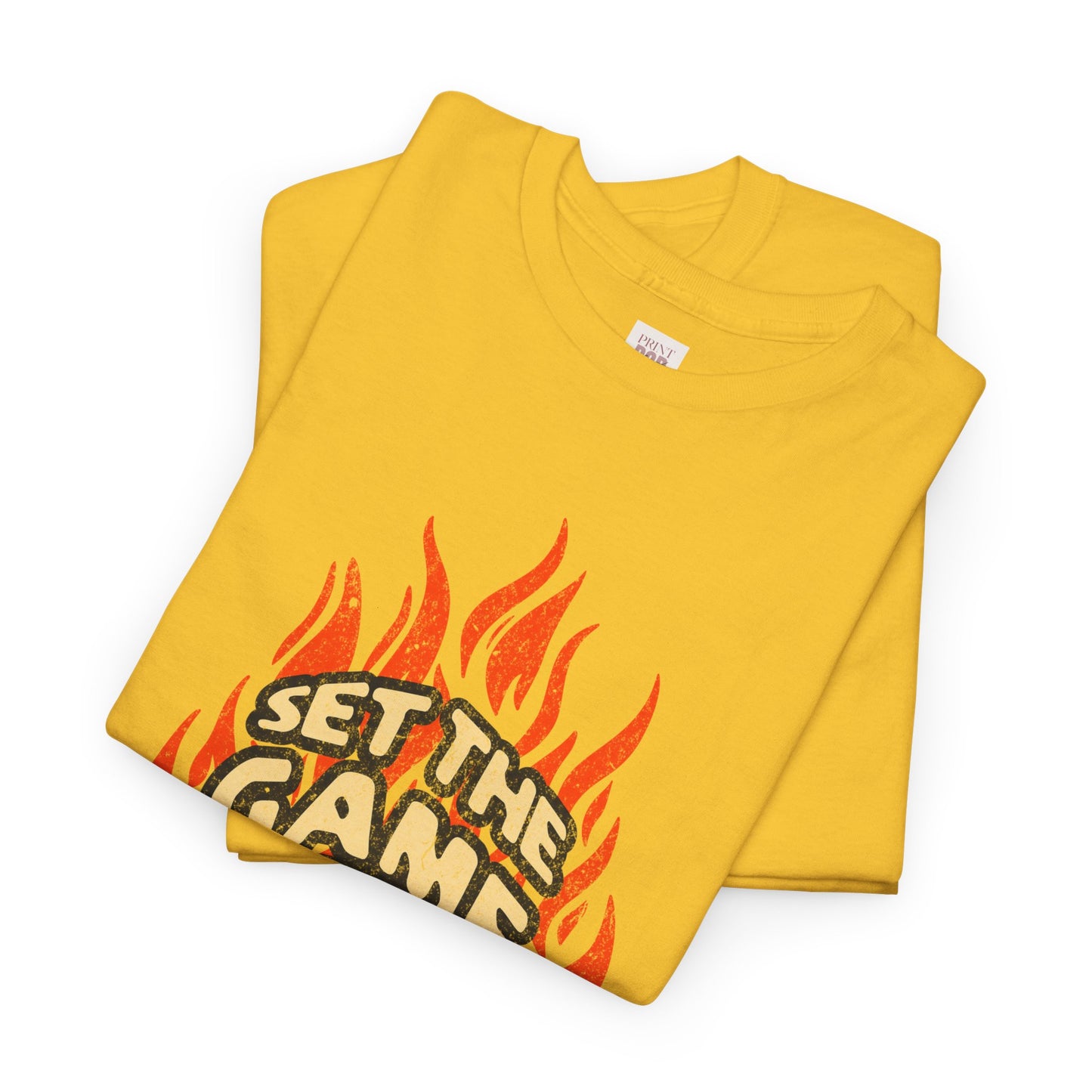 Set the Game On Fire Unisex Heavy Cotton Tee - Perfect for Basketball Lovers