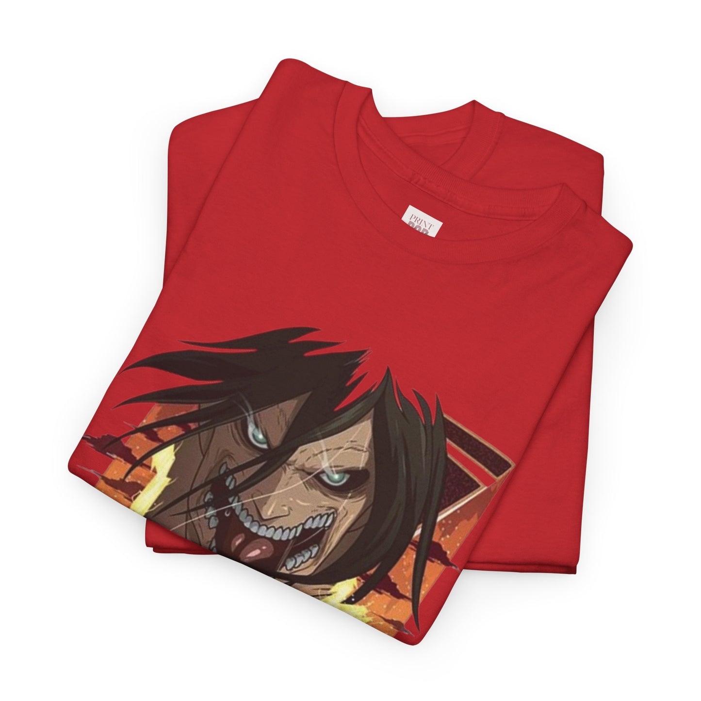 Attack On Titan Eren Jaeger Unisex Heavy Cotton Tee - Vibrant and Stylish Design for Otaku Heads