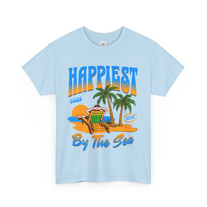 Happiest By The Sea Unisex Heavy Cotton Tee - Beach Vibes Summer T-Shirt