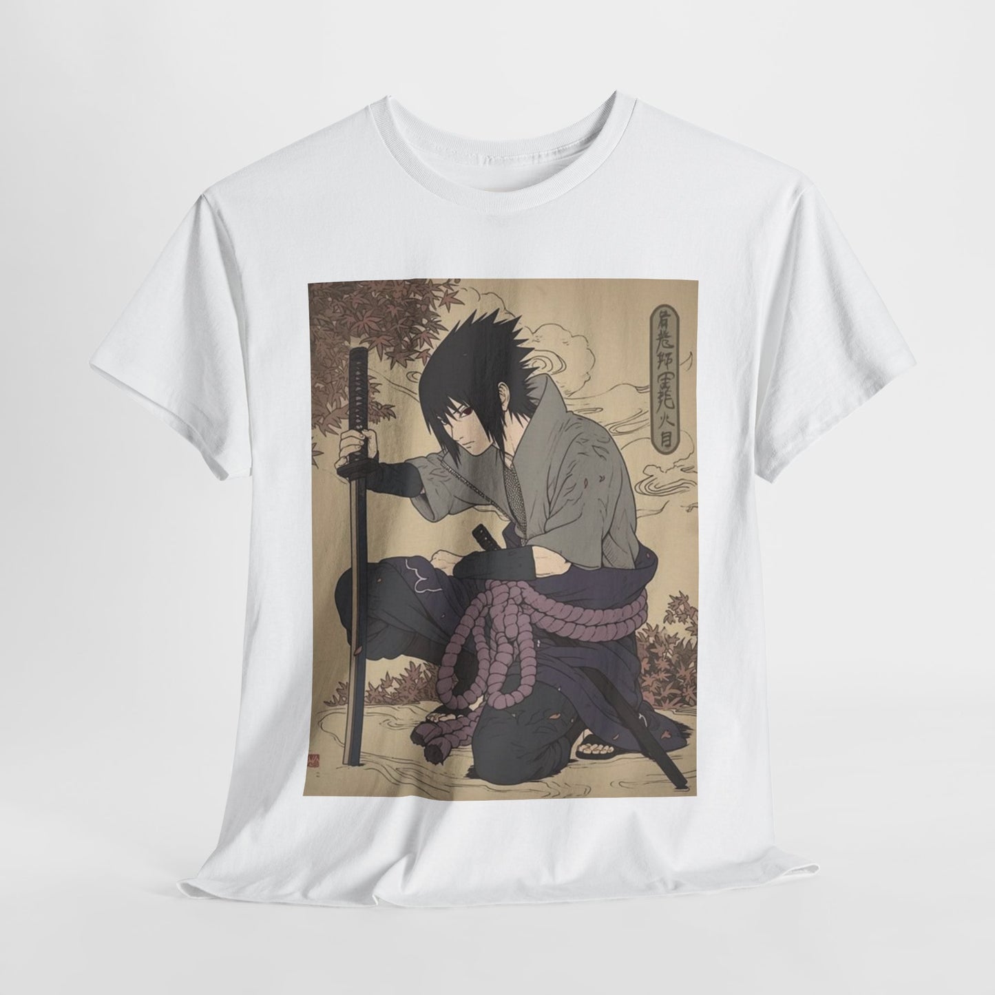 Naruto Shippuden Uchiha Sasuke Unisex Heavy Cotton Tee - Vibrant and Stylish Design for Otaku Heads