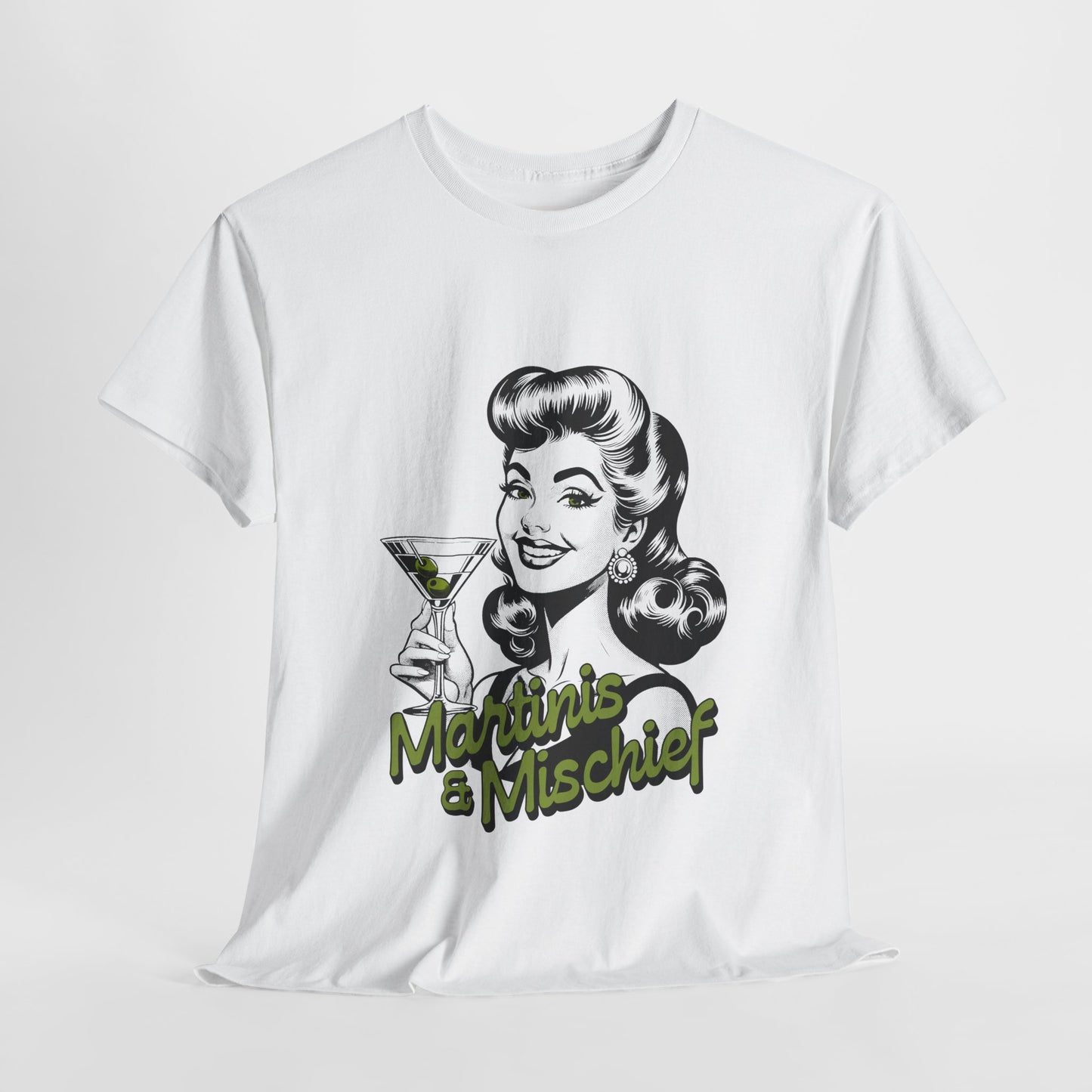 Martinis & Mischief Unisex Heavy Cotton Tee - Fun Retro Graphic T-Shirt