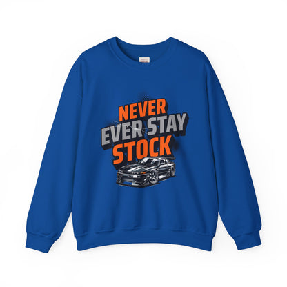 Never Stay Stock Car Enthusiast Crewneck Sweatshirt