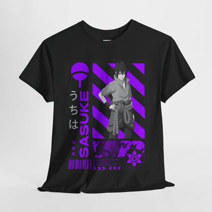 Naruto Shippuden Uchiha Sasuke Unisex Heavy Cotton Tee - Vibrant and Stylish Design for Otaku Heads