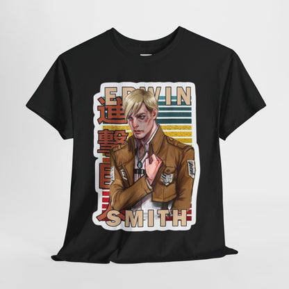 Attack On Titan Erwin Smith Unisex Heavy Cotton Tee - Vibrant and Stylish Design for Otaku Heads