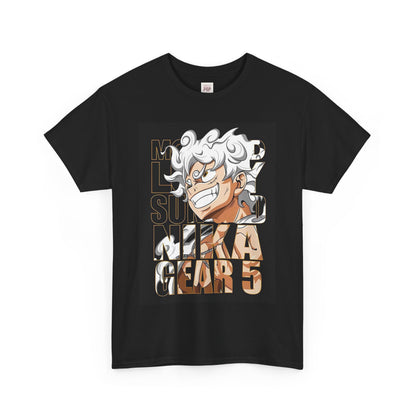 One Piece Luffy Unisex Heavy Cotton Tee - Nika Gear 5 Graphic T-Shirt