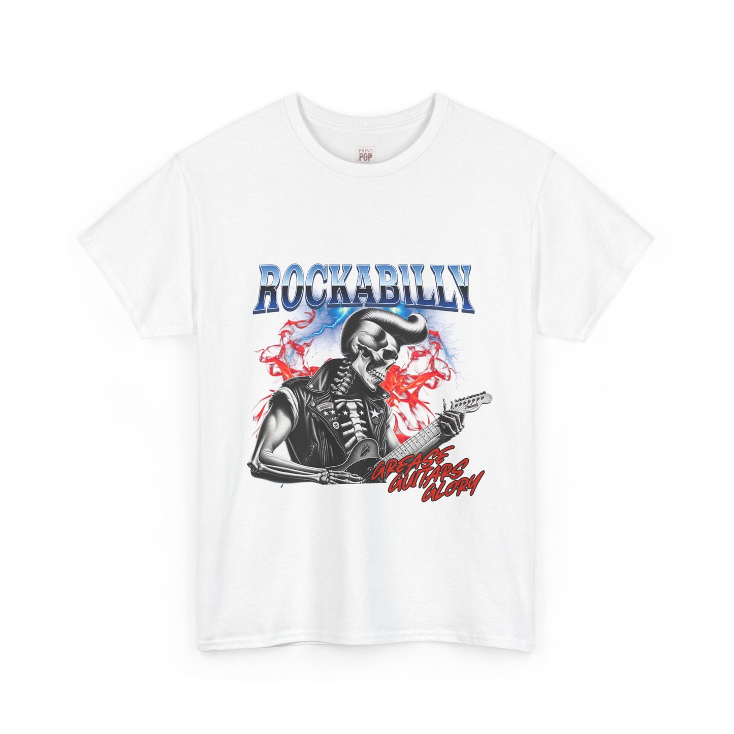 Rockabilly Skull Graphic Premium and Stylish Unisex Heavy Cotton T-Shirt