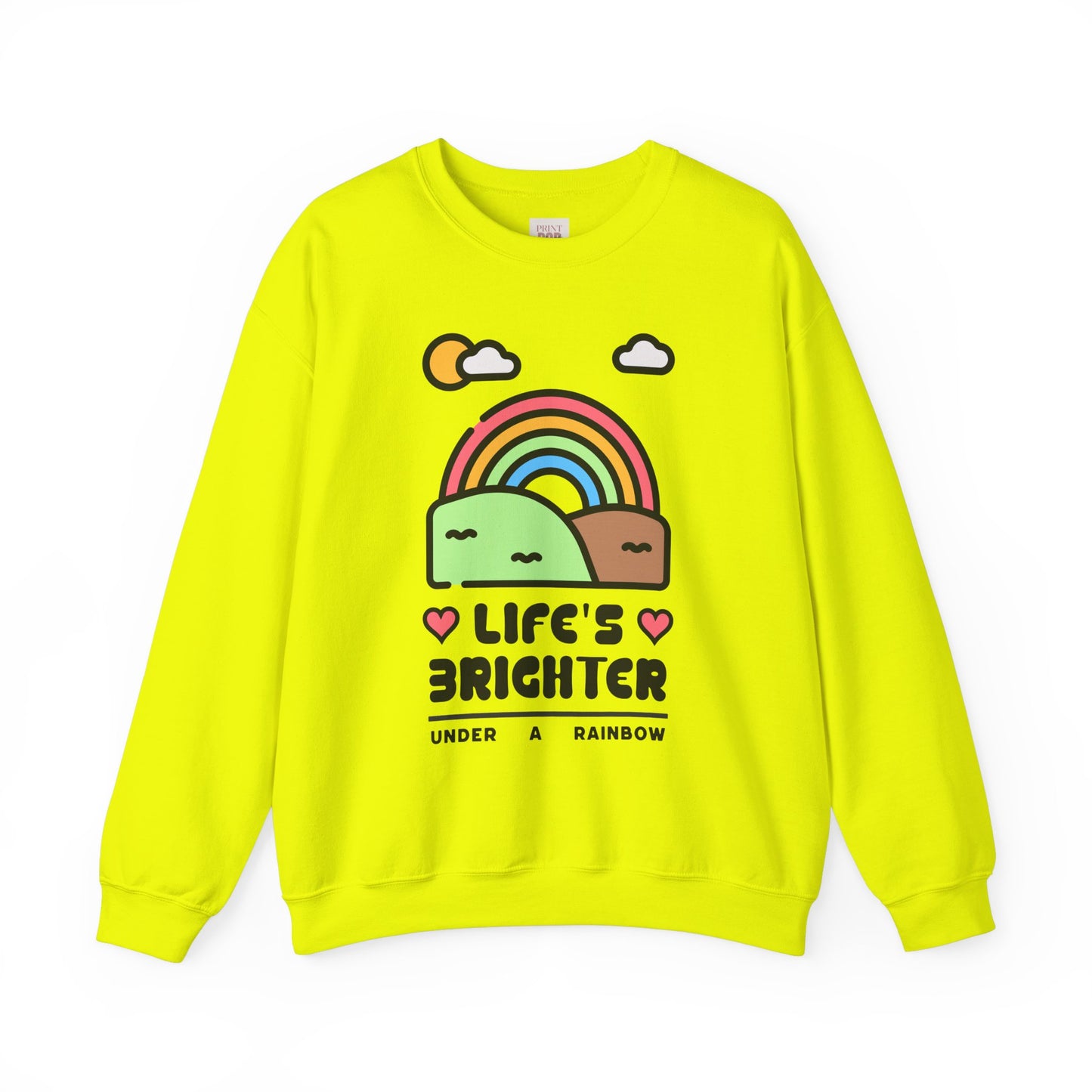 Life's Brighter Rainbow Crewneck Unisex Heavy Blend Premium and Stylish Sweatshirt