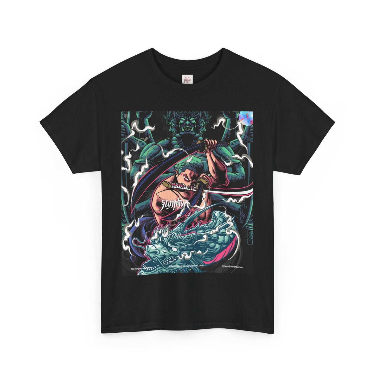 One Piece Zoro Unisex Heavy Cotton Tee - Vibrant and Stylish Design for Otaku Heads