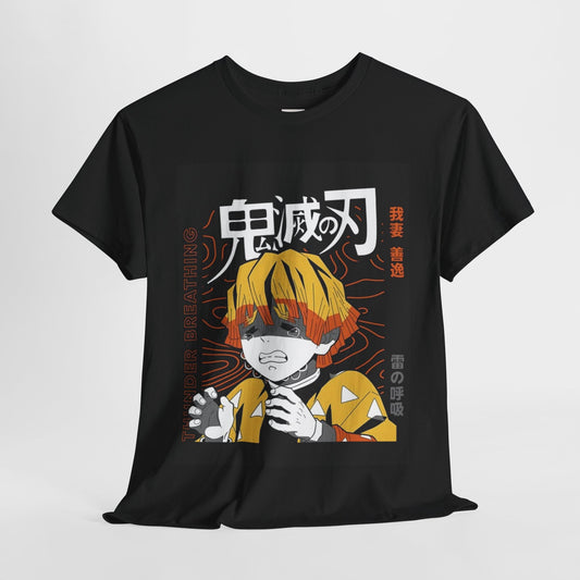 Demon Slayer Agatsuma Zenitsu Unisex Heavy Cotton Tee - Vibrant and Stylish Design for Otaku Heads