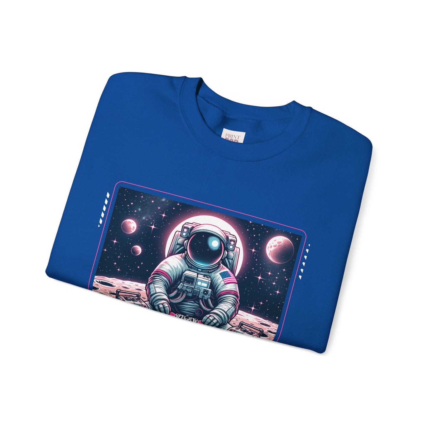 Space Rhythms Unisex Crewneck Sweatshirt - Cozy Astronaut Design for Music Lovers