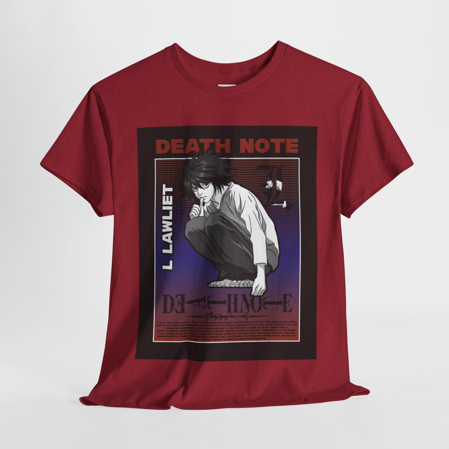 Death Note L Lawliet Unisex Heavy Cotton Tee - Vibrant and Stylish Design for Otaku Heads