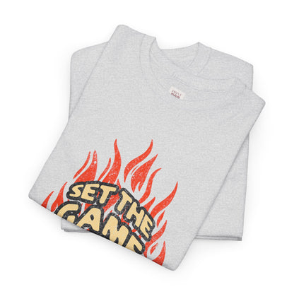 Set the Game On Fire Unisex Heavy Cotton Tee - Perfect for Basketball Lovers