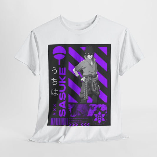 Naruto Shippuden Uchiha Sasuke Unisex Heavy Cotton Tee - Vibrant and Stylish Design for Otaku Heads