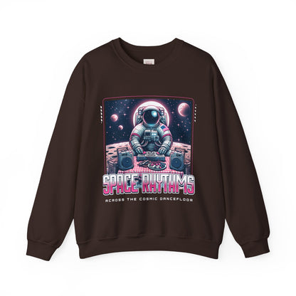 Space Rhythms Unisex Crewneck Sweatshirt - Cozy Astronaut Design for Music Lovers