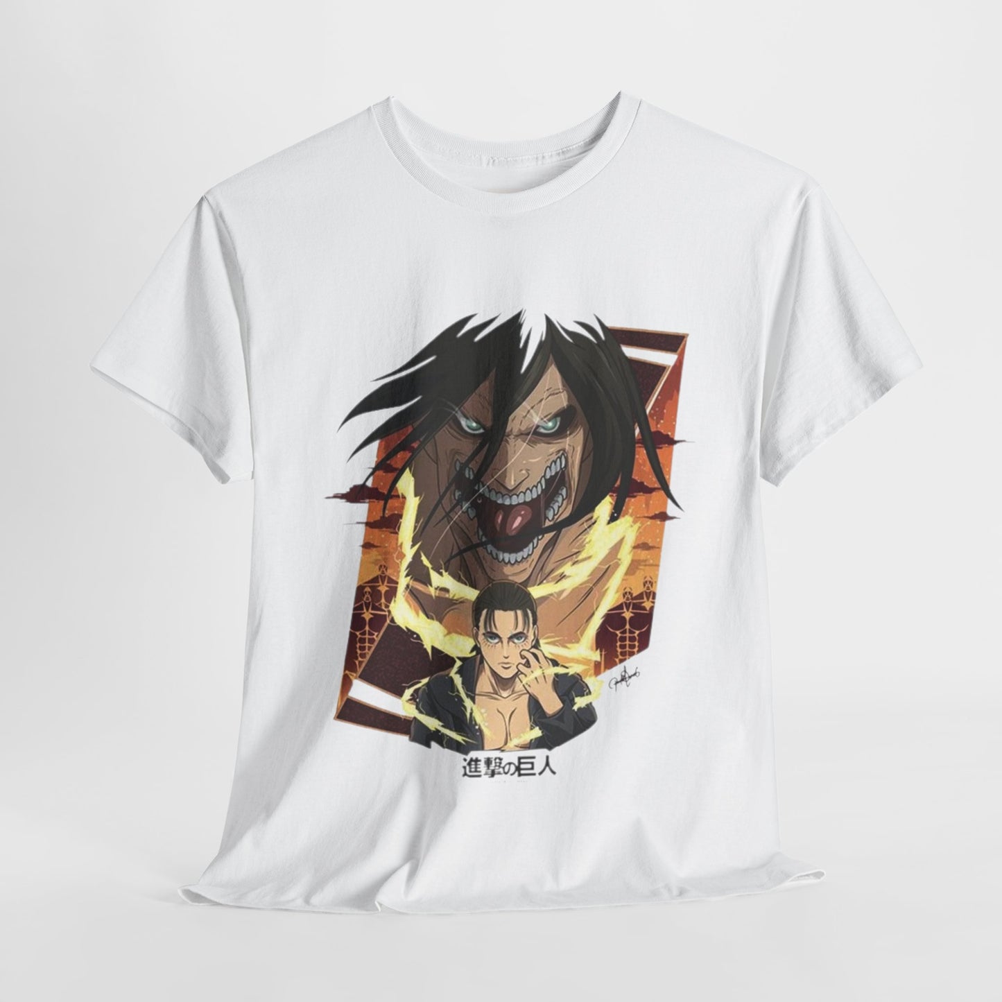 Attack On Titan Eren Jaeger Unisex Heavy Cotton Tee - Vibrant and Stylish Design for Otaku Heads