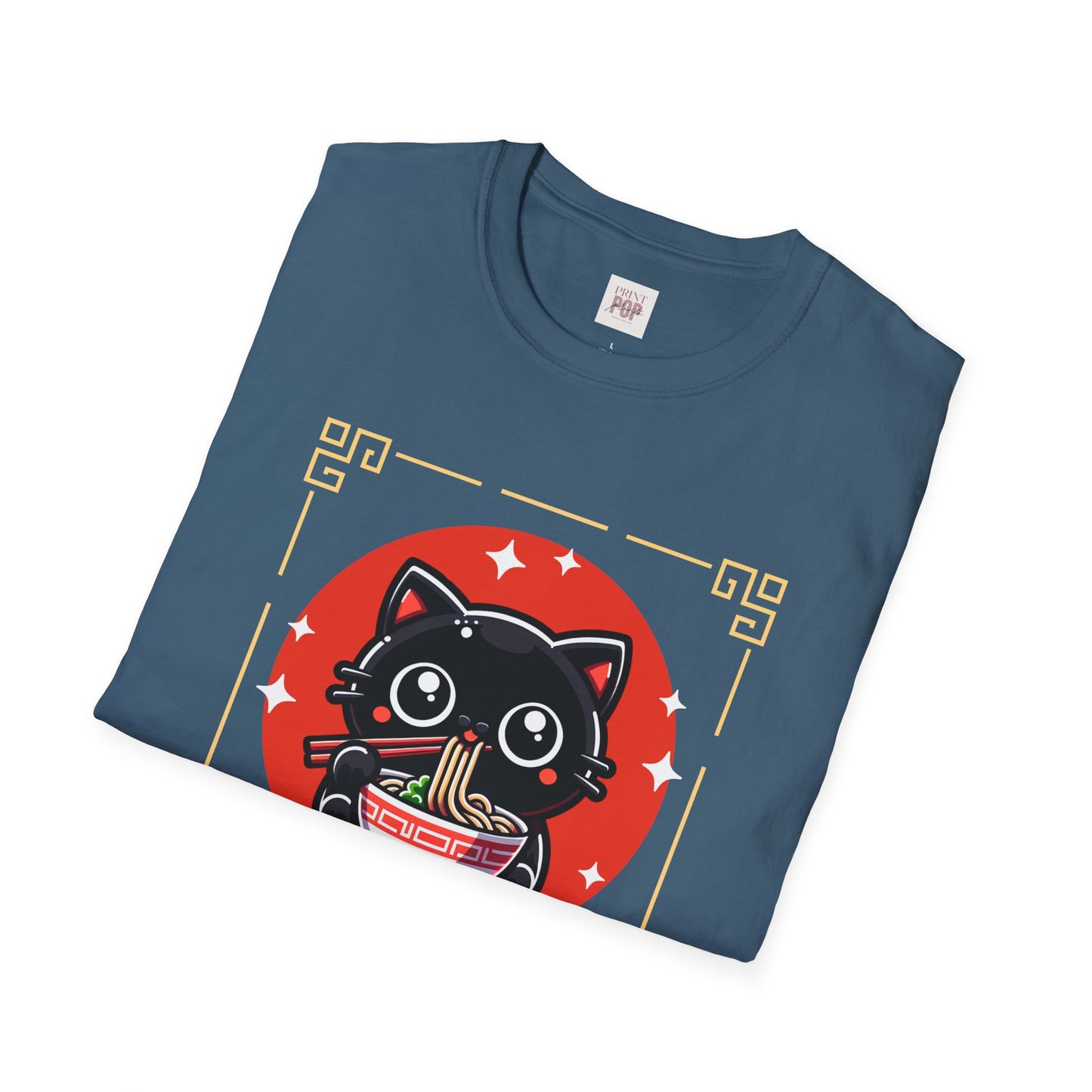 Cute Cat Noodles Please Unisex Softstyle T-Shirt - Perfect for Food Lovers and Cat Enthusiasts!