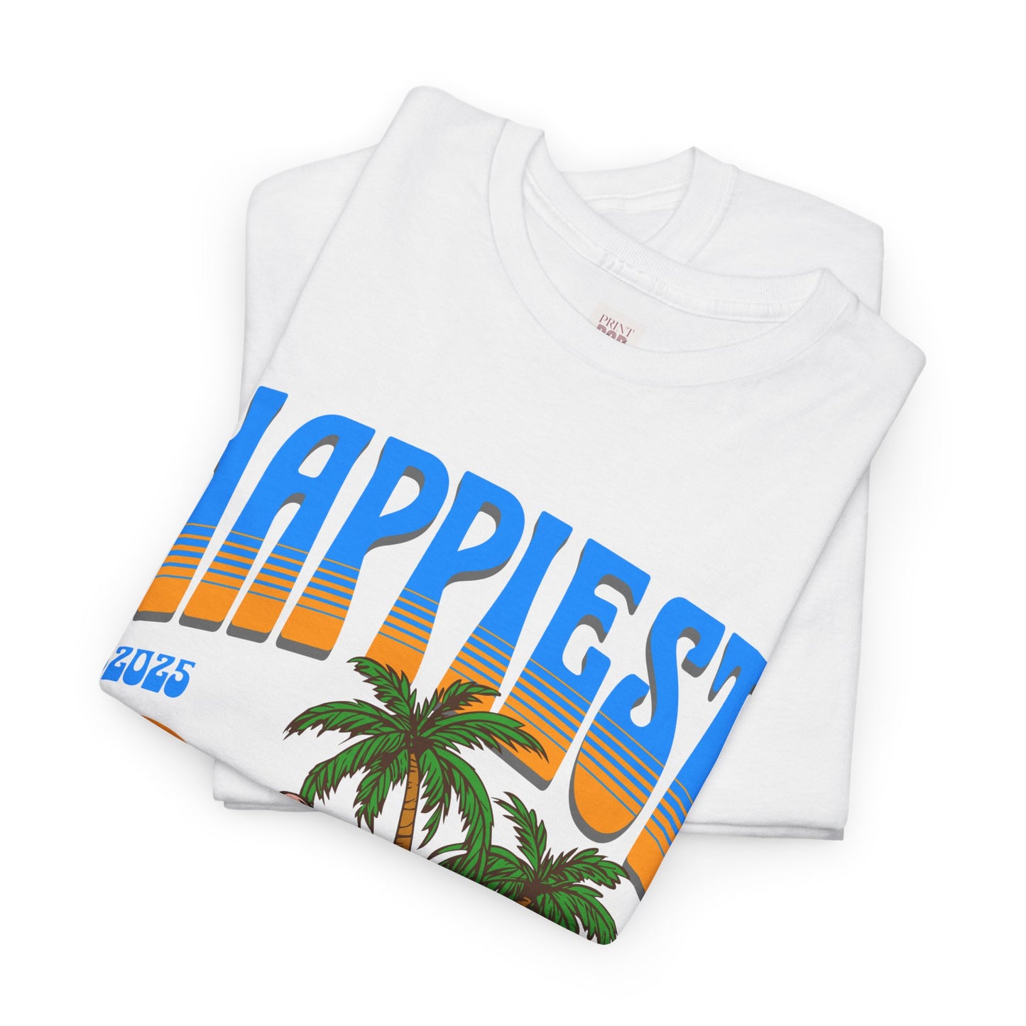 Happiest By The Sea Unisex Heavy Cotton Tee - Beach Vibes Summer T-Shirt