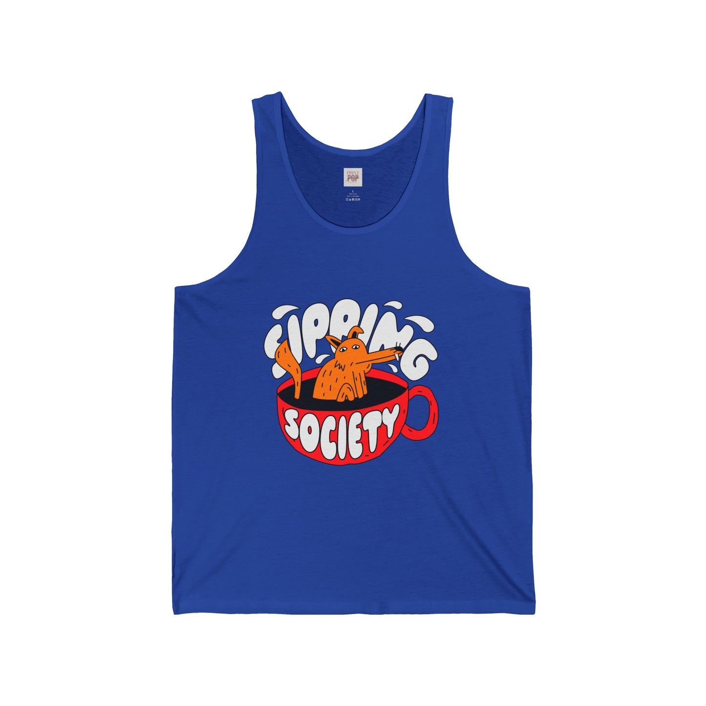 Funny Unisex Jersey Tank Top - 'Sipping Society' Design