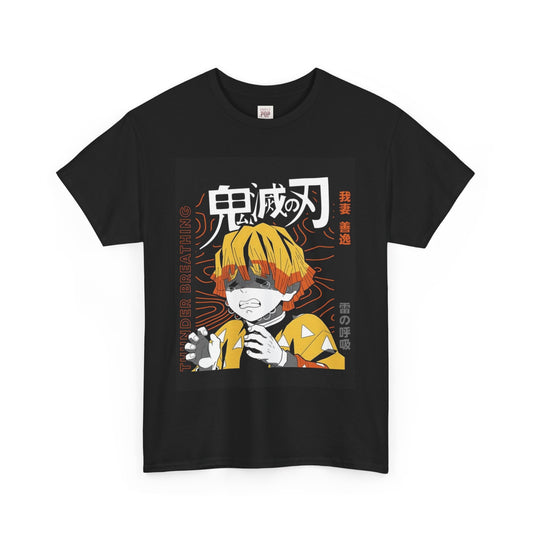 Demon Slayer Agatsuma Zenitsu Unisex Heavy Cotton Tee - Vibrant and Stylish Design for Otaku Heads