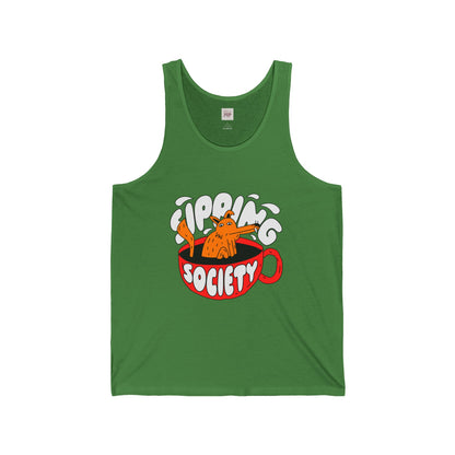 Funny Unisex Jersey Tank Top - 'Sipping Society' Design