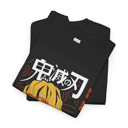 Demon Slayer Agatsuma Zenitsu Unisex Heavy Cotton Tee - Vibrant and Stylish Design for Otaku Heads