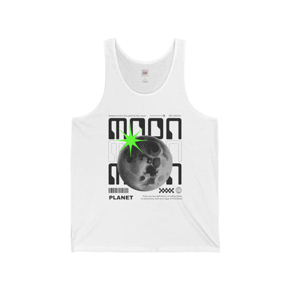 Moon Graphic Unisex Jersey Tank - Planet Design for Space Lovers