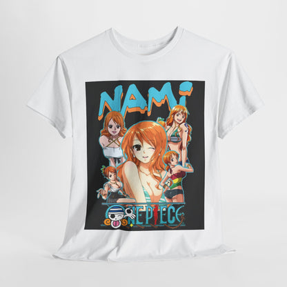 One Piece Nami Unisex Heavy Cotton Tee - Vibrant and Stylish Design for Otaku Heads