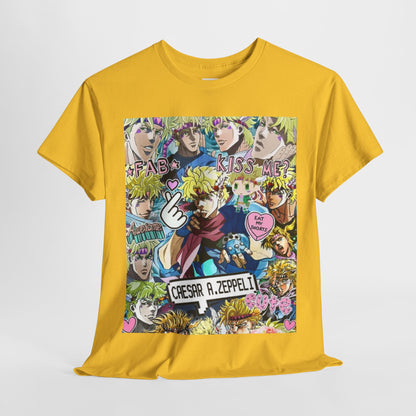 Jojo's Bizarre Adventure Caesar A. Zeppeli Unisex Heavy Cotton Tee - Vibrant and Stylish Design for Otaku Heads