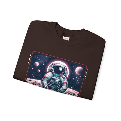 Space Rhythms Unisex Crewneck Sweatshirt - Cozy Astronaut Design for Music Lovers