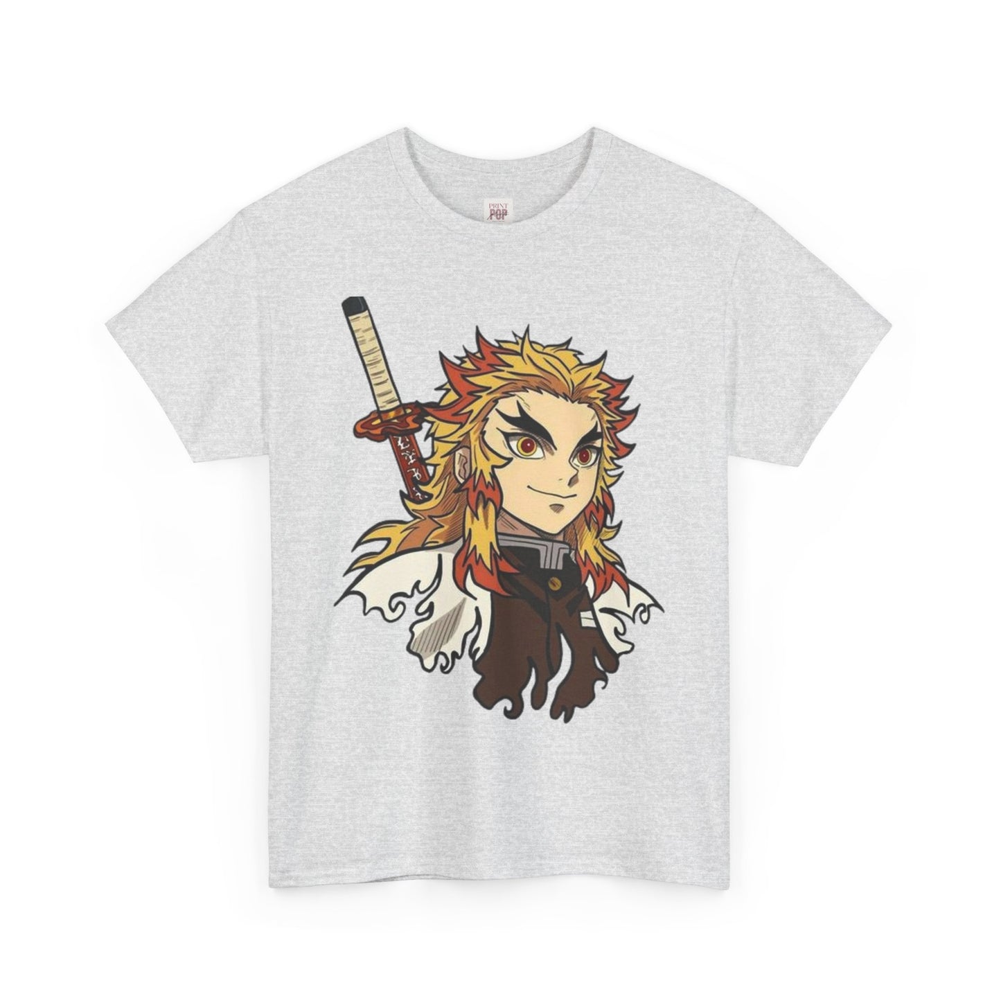 Demon Slayer Kyōjurō Rengoku Unisex Heavy Cotton Tee - Vibrant and Stylish Design for Otaku Heads