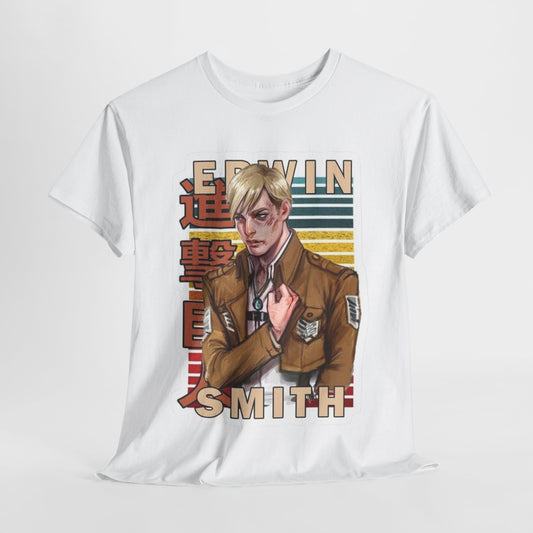 Attack On Titan Erwin Smith Unisex Heavy Cotton Tee - Vibrant and Stylish Design for Otaku Heads