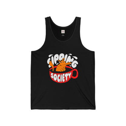 Funny Unisex Jersey Tank Top - 'Sipping Society' Design