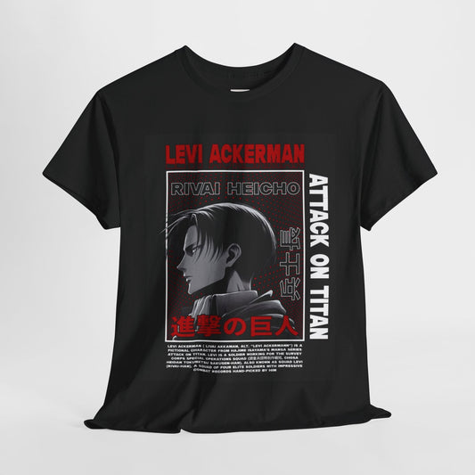 Attack On Titan Levi Ackerman Unisex Heavy Cotton Tee - Vibrant and Stylish Design for Otaku Heads