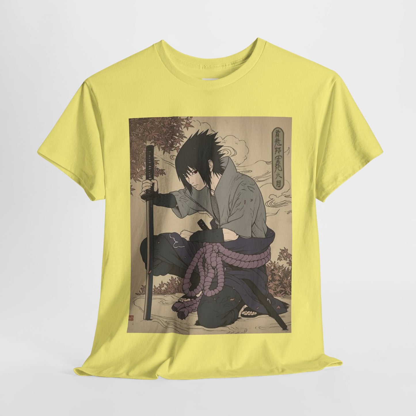 Naruto Shippuden Uchiha Sasuke Unisex Heavy Cotton Tee - Vibrant and Stylish Design for Otaku Heads