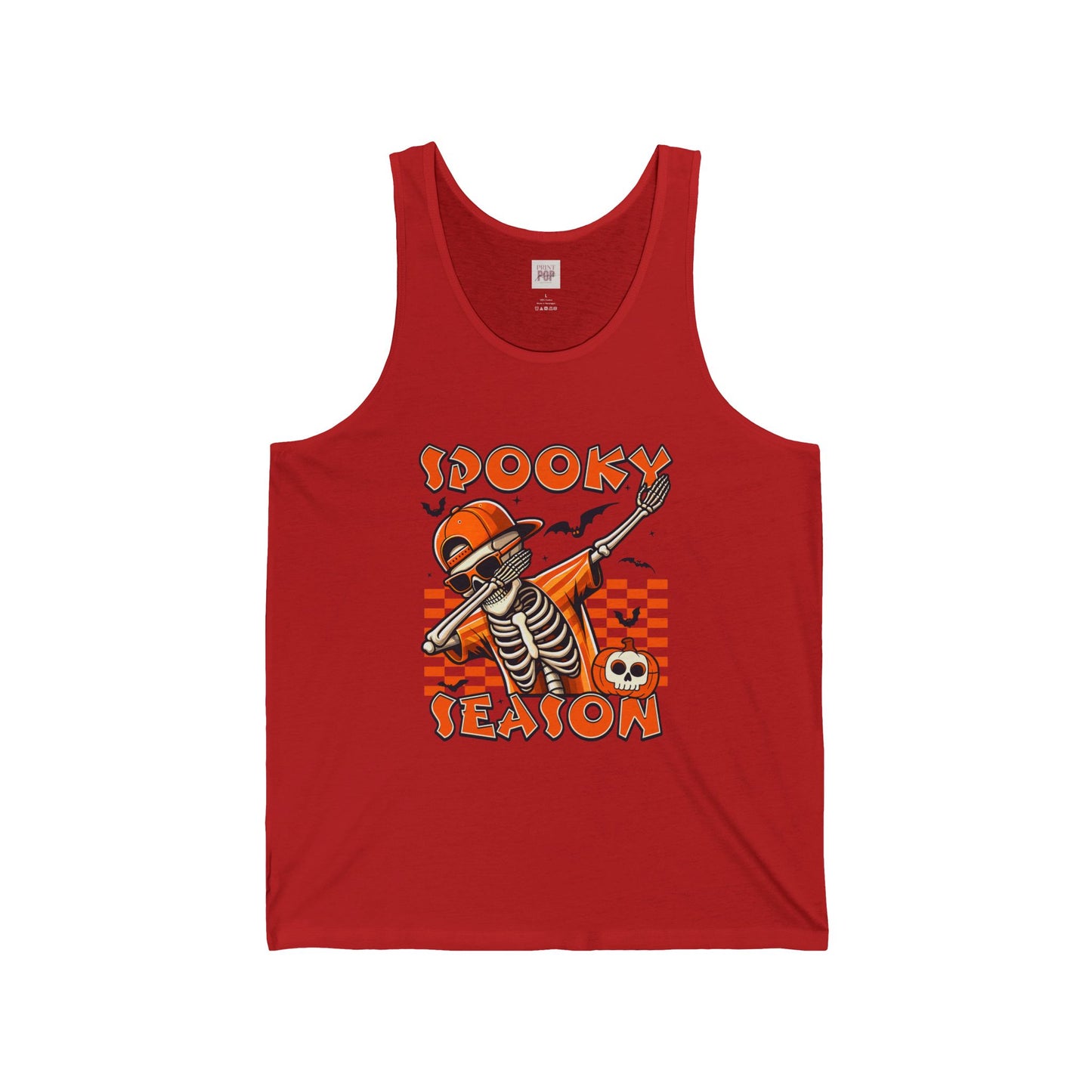 Spooky Season Unisex Jersey Tank Top - Halloween Skeleton Design