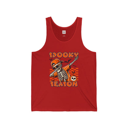 Spooky Season Unisex Jersey Tank Top - Halloween Skeleton Design