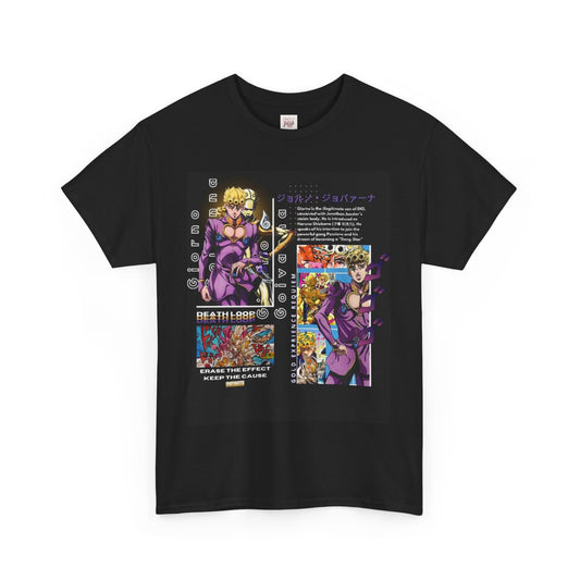 Jojo's Bizarre Adventure Giorno Giovanna Unisex Heavy Cotton Tee - Vibrant and Stylish Design for Otaku Heads