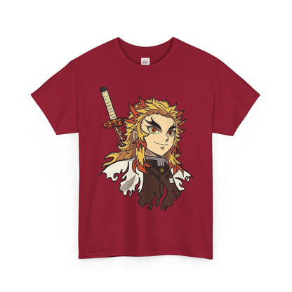 Demon Slayer Kyōjurō Rengoku Unisex Heavy Cotton Tee - Vibrant and Stylish Design for Otaku Heads