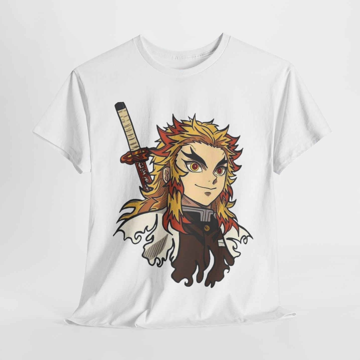 Demon Slayer Kyōjurō Rengoku Unisex Heavy Cotton Tee - Vibrant and Stylish Design for Otaku Heads