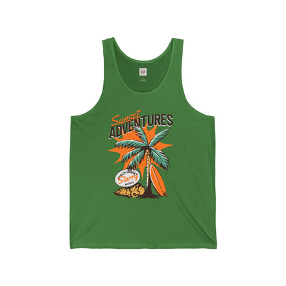 Sunset Adventures Unisex Jersey Tank - Perfect for Beach Days and Summer Fun