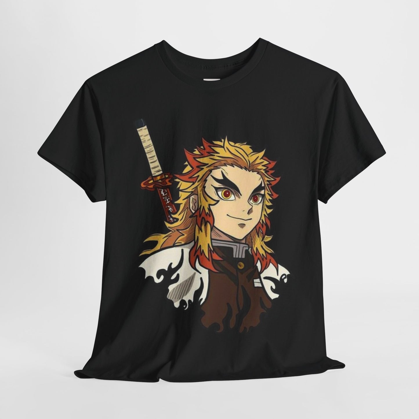 Demon Slayer Kyōjurō Rengoku Unisex Heavy Cotton Tee - Vibrant and Stylish Design for Otaku Heads