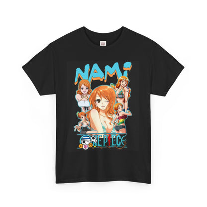 One Piece Nami Unisex Heavy Cotton Tee - Vibrant and Stylish Design for Otaku Heads