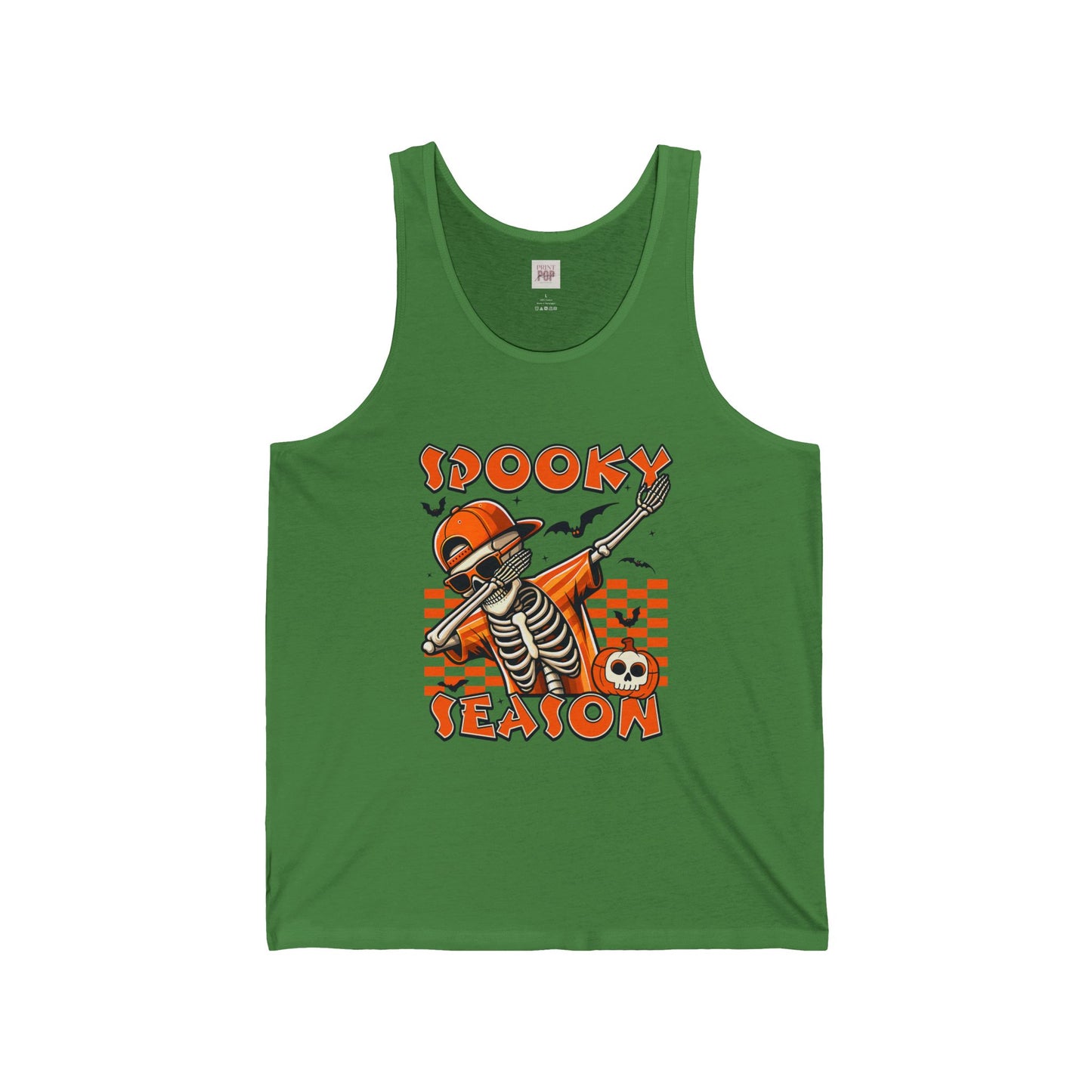 Spooky Season Unisex Jersey Tank Top - Halloween Skeleton Design