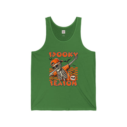 Spooky Season Unisex Jersey Tank Top - Halloween Skeleton Design