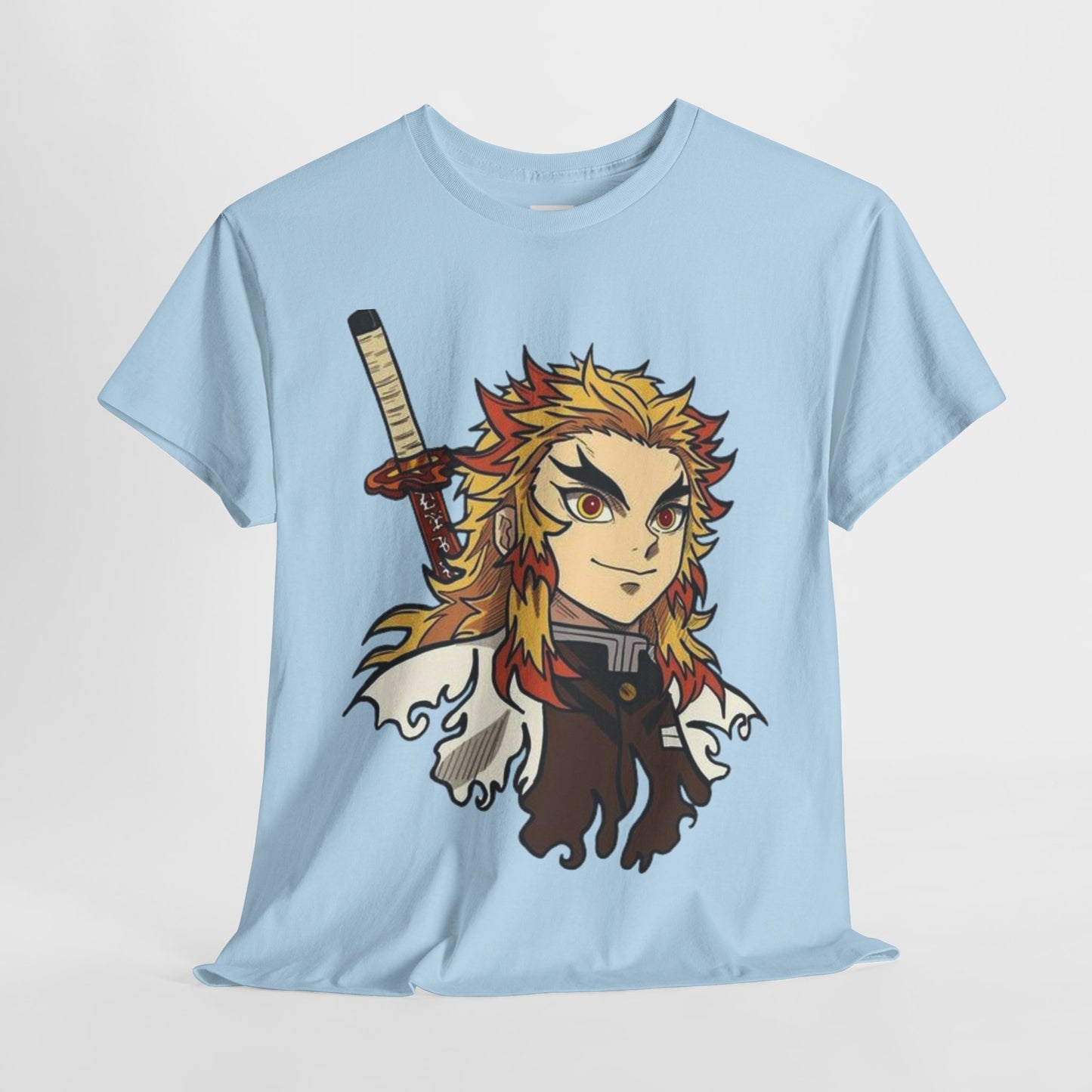 Demon Slayer Kyōjurō Rengoku Unisex Heavy Cotton Tee - Vibrant and Stylish Design for Otaku Heads