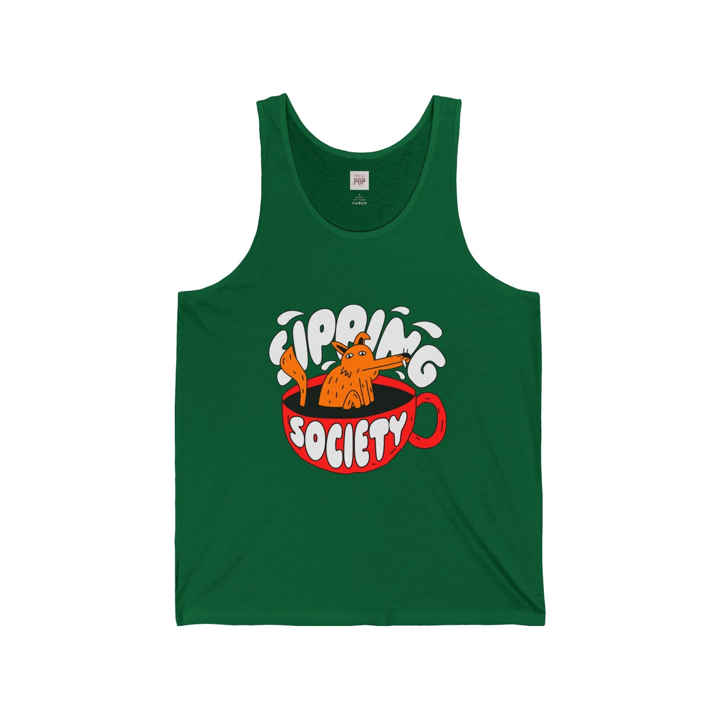 Funny Unisex Jersey Tank Top - 'Sipping Society' Design